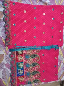 Unstiched Rani Color Embroidered Suit Fix Price