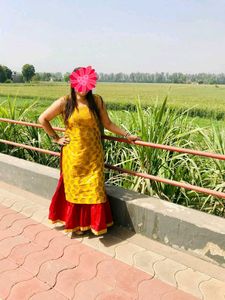 Yellow &amp; Red Kurta Set