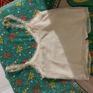 Polka Dot Lace Trim Blouse