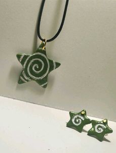 Y2K Spiral Star Pendant + Earrings Set