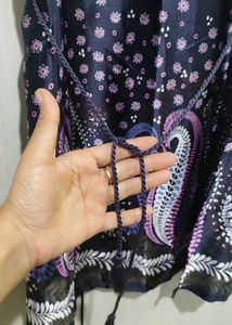 Paisley Print Kurti With Side Slits And Boat Neck