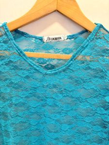 Beautiful Blue Lace Long Sleeve Top