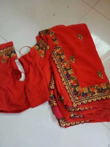 Elegant Red Embroidered Saree