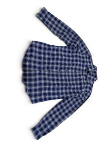 Men's Navy Plaid Long Sleeve Shirt