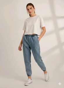 Acid Wash Denim Joggers