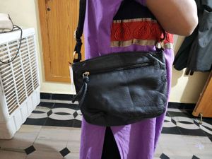 Black Faux Leather Crossbody Bag(U.K)