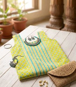 Vibrant Yellow Indian Kurti Top