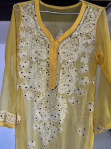 Yellow Embroidered Kurta