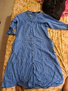 Blue Kurta with Black Bottom Set