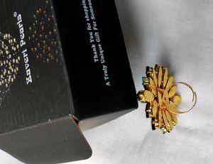 Zaveri Pearls Black -Green ring