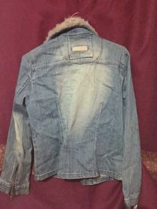 Women's Denim Jacket with Faux Fur Collar