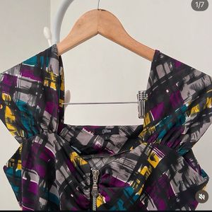 Abstract Print Zipper Dress