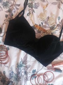 Black Velvet Bra With Accessories