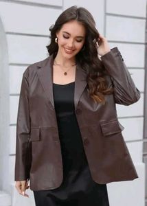 NewMe Faux Leather Blazer Jacket
