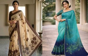 Set of 2 Elegant Floral Print Saree
