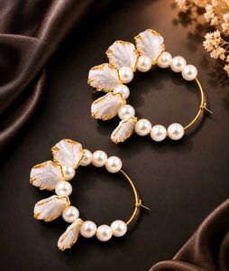 Elegant Pearl & Petal Hoop Earrings