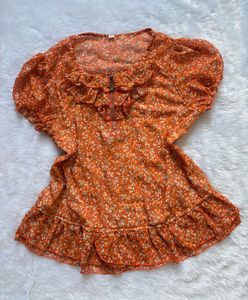 🍊 Floral Ruffle Top - Chic &amp; Flowy