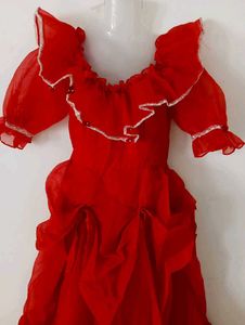 Vibrant Red Ruffled Gown