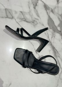 Square Toe Strappy Leather Heels