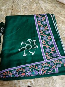 Elegant Emerald Green Cotton Saree