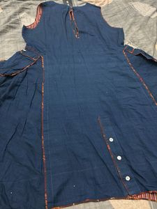 Blue Kurta with Unique Pocket