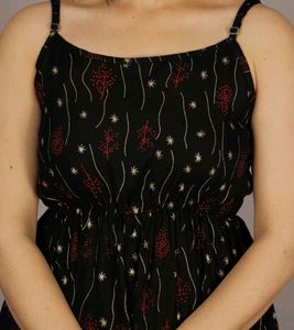 New Black Floral Print Mini Dress