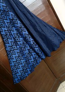 Svrnaa Blue Geometric Print Maxi Dress