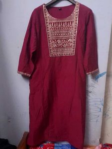 Elegant Maroon Embroidered Kurti
