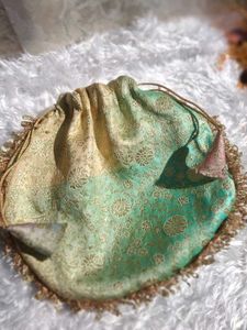 brocade pastel color potli bag