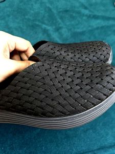 Black Woven Slip-On Shoes