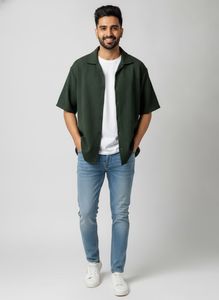 Men's Dark Green Short Sleeve Shirt
