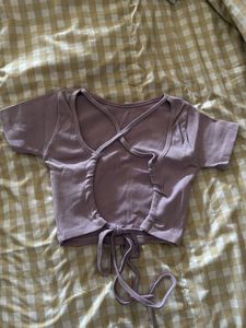 Lavender Tie-Back Crop Top