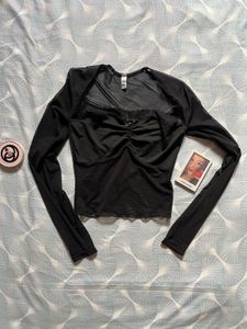 Sheer Black Mesh Long Sleeve Top