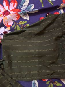 Stylish Olive Green Padded One Shoulder Top