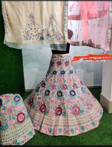 Stunning Embroidered  yellow  Lehenga Choli Set