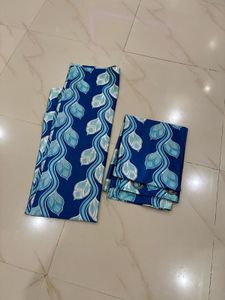 Blue Leaf Print Curtains