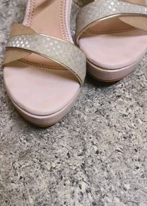 Sparkly Pink Platform Wedge Sandals
