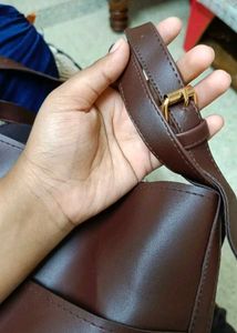 Chic Brown Faux Leather Tote Bag