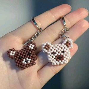 Cute Beaded Bear Keychains (Set of 2)