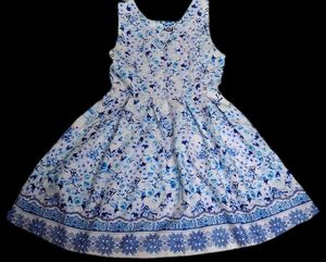 Blue Floral Print Sleeveless Dress