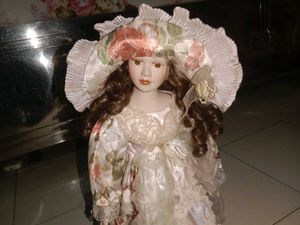 Vintage Porcelain Doll with Stand