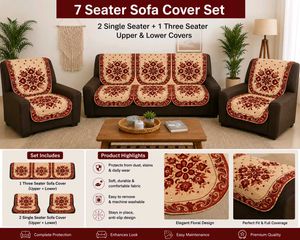 5 Seater Sofa Cover Set - Floral Design