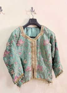 Embroidered Silk Short kurti with plazzo