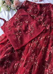 Maroon Embroidered Lehenga Choli Set