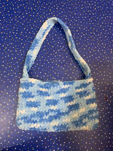 Handmade Blue Fuzzy Shoulder Bag⭐️