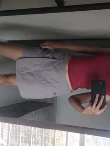 Combo of Grey Cargo Skort and Red Cami Top