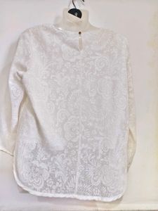 Elegant White Lace Ruffle Top