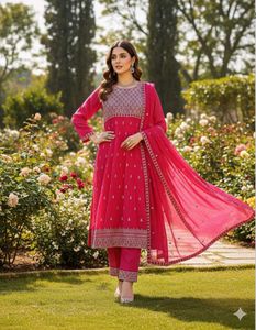 Vibrant Pink Embroidered Kurta Set
