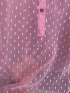 Sheer Pink Textured Top M size