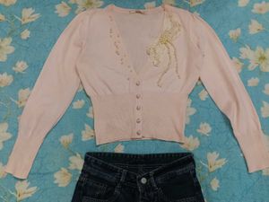 Chic Pearl Embellished Cardigan